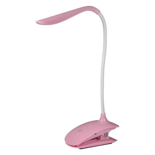 photo de Mini lampe de bureau Pince  LED  rechargeable USB  sans fil  avec 3 modes d'clairage et col de cygne flexible (rose) 